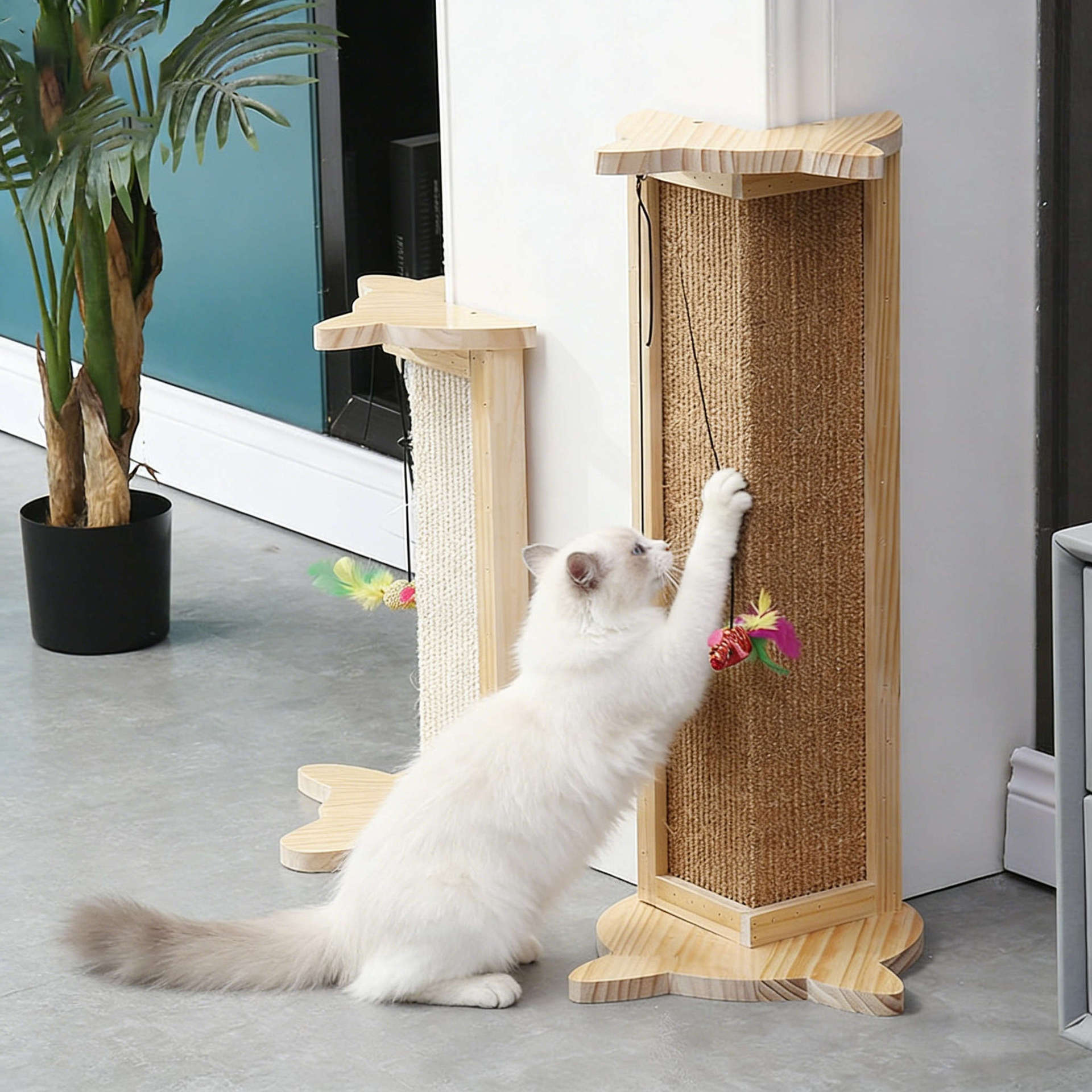 Corner Hero: 90° Vertical Wood & Sisal Cat Scratcher Post