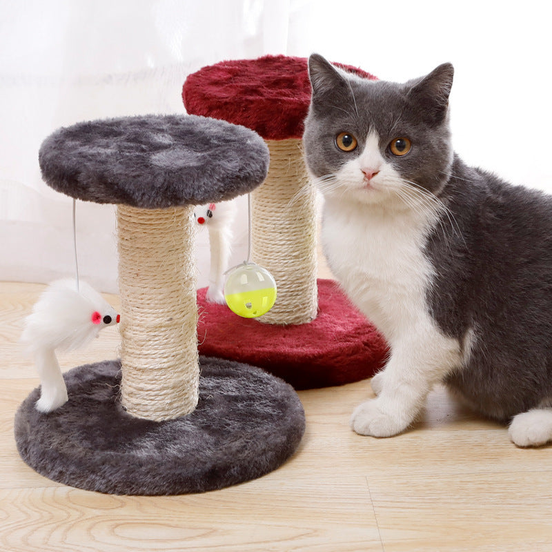 Double-Layer Plush Cat Tree with Playful Toys