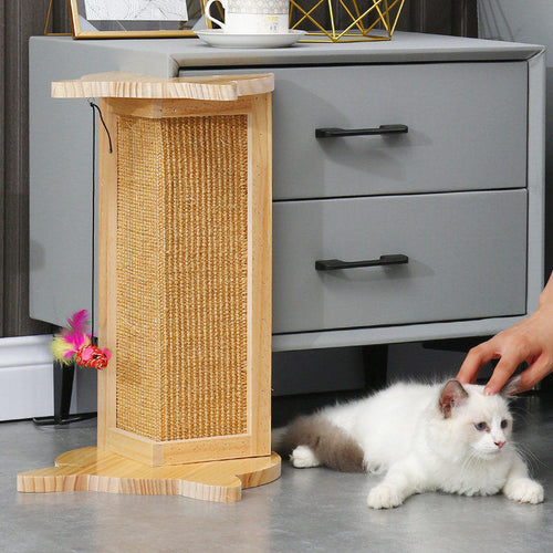 Corner Hero: 90° Vertical Wood & Sisal Cat Scratcher Post
