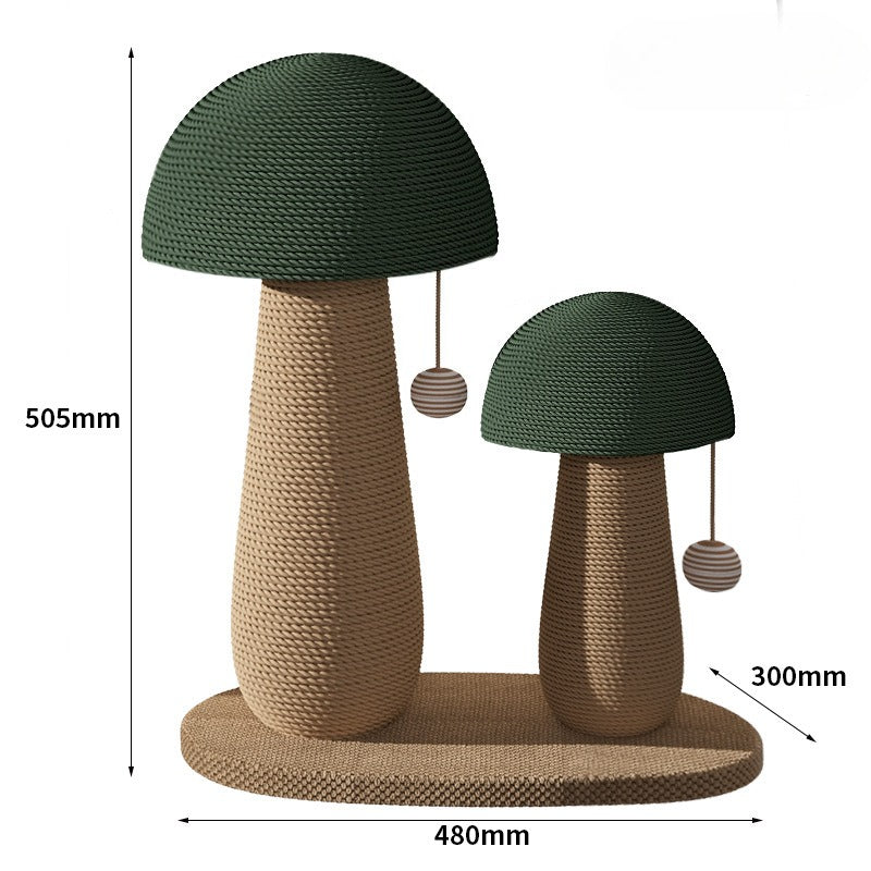 Double Mushroom Cat Scratcher with Interactive Teaser Balls