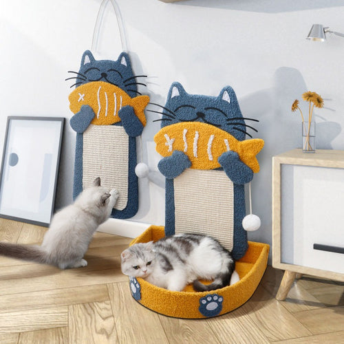 2-in-1 Wall-Mounted & Floor Cat Scratcher Lounge